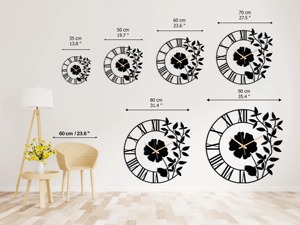 Modern Black Metal <b>Wall</b> <b>Clock</b> with Flower and Semi Circle Pattern Elegant <b>Wall</b> <b>Decor</b> <b>Clock</b> for Home Office and Gifting Purpose - Product Image 3