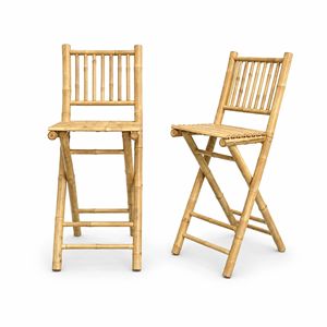Chaise de bar pliante artisanale en bambou naturel avec dossier à lattes pour les collections de meubles modernes pour la maison et l'hôtellerie - Product Image 2