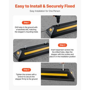 Set di 2 Ferma-Parcheggio Robusti da 21,6 Pollici in Gomma con Strisce Riflettenti, Ausilio per Pavimenti di Garage in Plastica - Product Image 5