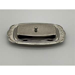 Plateau à beurre en alliage de zinc doré de style nordique avec couvercle, récipient à beurre vintage en métal, plateau de rangement de bureau pour restaurant - Product Image 6