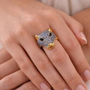 Anillo Panther Statement de Plata de Ley 925 con Piedra Preciosa, Joyería Unisex - Product Image 2