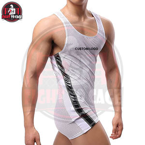 Maillot de lutte tendance en gros, imprimé, en Spandex et Polyester, pour arts martiaux, avec col rond, pour la gym et les combats - Product Image 3
