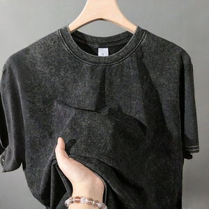 เสื้อยืดโอเวอร์ไซส์ทรงหลวมสไตล์วินเทจ Y2K ยูนิเซ็กซ์ ล้างสีแบบแอซิดวอช คอโอ ทรงแบ็กกี้ ระบายอากาศได้ดี ไซส์พลัส สตรีทแวร์ ฮิปฮอป - Product Image 6
