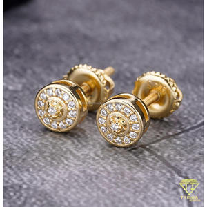 Boucles d'oreilles rondes de luxe en moissanite, en argent sterling 925 plaqué or, bijoux étincelants pour femmes - Product Image 4