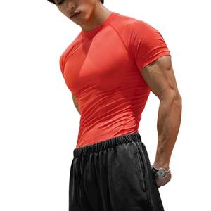 Camiseta de Compresión Deportiva para Hombre, Personalizada, al por Mayor, de Manga Corta, de Algodón, Sólida, de Secado Rápido, Transpirable, para Gimnasio, Entrenamiento, Fitness - Product Image 5