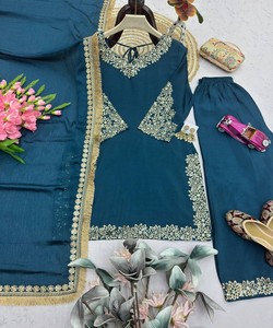 Ensemble Kurta Traditionnel en Soie pour Femme, Séchage Rapide, Longueur Cheville, Coupe Classique, Tenue Ethnique Inde Pakistan, Style Décontracté 86580 - Product Image 2
