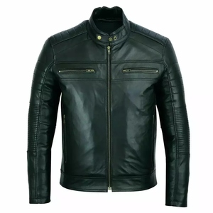 Veste d'hiver classique en cuir pour homme, en cuir d'agneau véritable, vêtement d'extérieur élégant, marron, en cuir de vache - Product Image 4