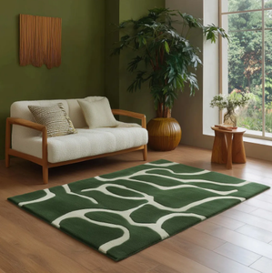 Alfombra de Lana/Seda Anudada a Mano de Calidad Premium, Antideslizante, de 0.5mm de Grosor, Diseño Moderno Geométrico Abstracto, Ideal para Ejercicio o Oración - Product Image 1