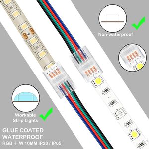 Connettori LED a 4 pin da 10 mm senza saldatura, trasparenti, per illuminazione a binario, 20 pezzi, per strisce LED 5050 da 5 metri - Product Image 4