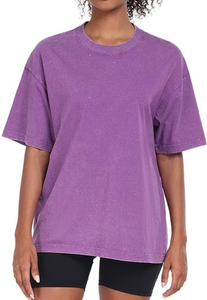 เสื้อยืดวินเทจทรงหลวม แขนสั้น คอตตอน 100% น้ำหนักเบา สไตล์ย้อนยุค ล้างสีแบบแอซิดวอช สำหรับผู้หญิง รุ่น OEM เป็นมิตรต่อสิ่งแวดล้อม - Product Image 5
