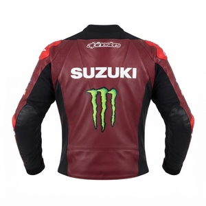 Men’s Zuzuki Cowhide Leather <b>Racing</b> <b>Jacket</b>/Chaqueta MotoCP Style CE Level 2 Armor Motorcycle Track Riding Protective Gear CE - Product Image 2