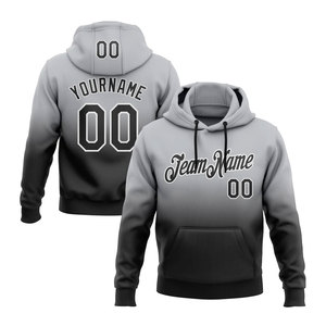 Sweat-shirt à capuche sportif personnalisé gris, noir et blanc dégradé, style streetwear moderne, confortable et décontracté - Product Image 1