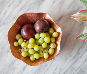 Artisanat moderne écologique grand bol de fruits décoratif en métal nouveauté pétoncle bord vague conception cuisine décor à la maison - Product Image 5