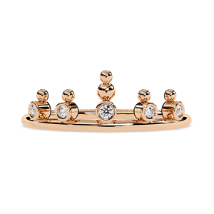 Anillo de Corona de Moissanita en Oro Blanco con Engaste de Bisel y Piedra Redonda, Banda Abierta, Joyería para Mujer, Regalo de Boda - Product Image 6