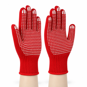 Gants de sécurité en coton, paume lisse antidérapante, poignet tricoté respirant, compatibles écran tactile, PVC à pois 10 mil d'épaisseur, usage général, bleu - Product Image 2