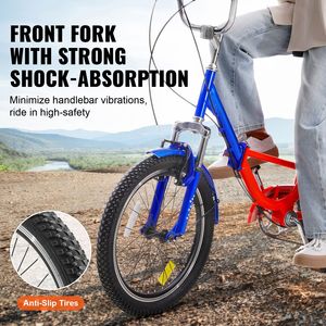 Tricycle pliant pour adultes de 20 pouces à 7 vitesses en acier au carbone, vélo cruiser à 3 roues avec grand panier réglable, cylindrée 110 cm³ - Product Image 5