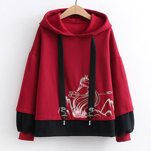 Sweat-shirt à capuche style urbain pour femme, design personnalisé, color block, vêtements de mode streetwear professionnels, nouveau style 2026 - Product Image 1