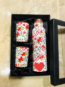 Printed Enamel Designer Copper <b>Water</b> <b>Bottle</b> With 2 Tumbler Set India Pure Copper <b>Bottles</b> Unique Copper <b>Bottle</b> Drink - Product Image 2