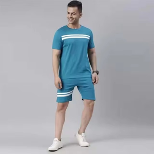 Wholesale Men White Screen Printed T Shirt and Shorts <b>Set</b> Cotton Breathable Two Piece Summer Outfit OEM Manufacturer - Product Image 5
