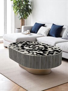 Table basse en os incrusté, artisanale, meubles décoratifs pour la maison, décoration intérieure du salon - Product Image 3