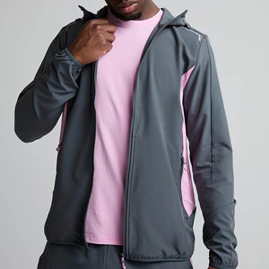 Men's Black <b>Pink</b> Color Blocking Racer <b>Jacket</b> Windproof Zipper Closure Stand Collar Sporty Style Polyester Autumn Wear - Product Image 3