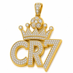 Pendentif Couronne de Football Personnalisé Sertie de Diamants, Or Jaune 18K, Diamants de Laboratoire, Fabricant de Colliers Sportifs - Product Image 6
