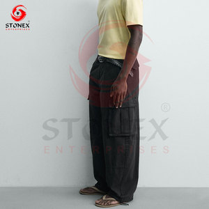 Wholesale Custom Men's <b>Black</b> Casual Mid Quick Dry Breathable Multi-Pocket Cotton Streetwear Tactical Workwear Baggy Cargo <b>Pants</b> - Product Image 3