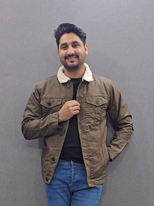 Chaquetas de mezclilla para hombre, color marrón, con forro completo de piel, para invierno - Product Image 3