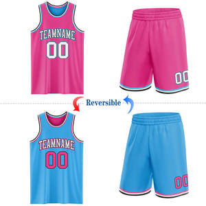 Conjunto de Uniformes de Baloncesto Personalizados Reversibles, Sublimados en Malla, Color Rosa y Azul, Uniformes de Equipo Transpirables para Jóvenes y Hombres, Ropa Deportiva de Entrenamiento - Product Image 1