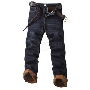Etiqueta privada Hombres Fleece Jeans Color sólido Hombres Fleece Jeans Bolsillos laterales Fleece Jeans para la venta - Product Image 1