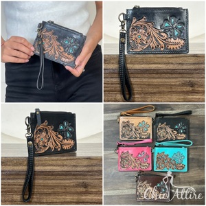 Handmade 2026 New Unique Trending Design Tooled <b>Leather</b> <b>Wallet</b> Stylish Floral & Butterfly Coin & Card Holder Women Daily Use - Product Image 1