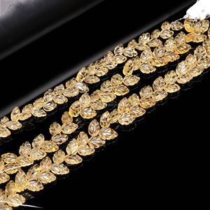 AAA Natural Citrine Leaf Shape Gemstone Beads Hand Carved Jewelry Making Beads 10-11MM Genuine Citrine Carving Beads Strand 8" - Product Image 3