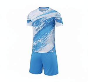 Camiseta de Fútbol para Hombre, Azul y Blanca, con Estampado Abstracto, Manga Corta, Cuello Redondo, Absorbe la Humedad, Corte Regular, Ropa de Verano - Product Image 2