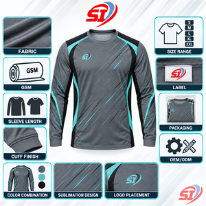 Custom <b>Mens</b> Moisture Wicking Polyester/Cotton Sublimation Print Long Sleeve Sports T-<b>Shirt</b> Athletic Training Summer Tee - Product Image 5