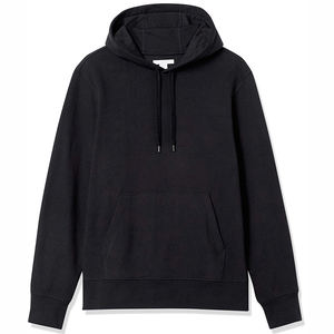 Sweat-shirt à capuche en molleton noir pour homme, couleur unie, manches régulières, tricoté, non doublé, pour l'automne - Product Image 1