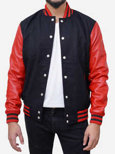 Chaqueta Varsity Personalizada con Logotipo Bordado para Hombre, Chaqueta Varsity de Algodón y Forro Polar, Último Estilo, Chaqueta Universitaria en Color Negro y Rojo - Product Image 2