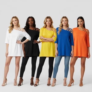 Camisetas de Verano para Mujer, Holgadas, Casuales, de Talla Grande, de Algodón, con Hombros Caídos - Logotipo y Colores Personalizados, Fabricantes de Bangladesh, Venta al Por Mayor - Product Image 1