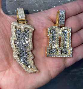 Pendentif Lettre Personnalisé HipHop Luxe en Moissanite VVS, Argent 925, Entièrement Sertie de Pierres, Pendentif Initial de Rappeur, Passe le Testeur de Diamant - Product Image 4