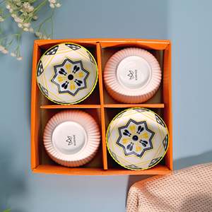 Ensemble de 4 bols en porcelaine écologiques et artistiques, résistants au micro-ondes et à la chaleur, technique de personnalisation pour bols à soupe - Product Image 2
