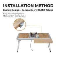 Table pliante de camping extérieur avec base en H, design Glamping, plateau d'extension portable, ensemble de mobilier de pique-nique et de repas, emballage postal Y
