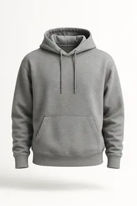 Sweat-shirt à capuche unisexe vert foncé, coupe ample, en coton French Terry, décontracté, avec poche, longueur standard, pull tricoté pour l'automne - Product Image 2