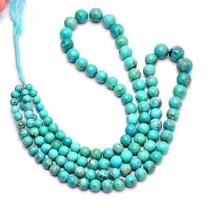 Perles rondes lisses turquoise 5mm-10mm, turquoise d'Arizona à matrice verte naturelle, pierres semi-précieuses, perles en vrac pour la création de bijoux - Product Image 2