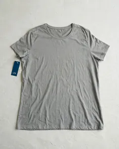 Light <b>Grey</b> Men's Breathable Short Sleeve <b>T</b>-<b>Shirt</b> | Crew Neck Plain Tee with Hem Stitching Detail | L/XL Custom Material - Product Image 1