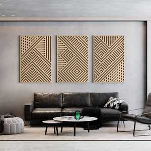 Panneau mural en bois géométrique moderne, décoration murale en bois artisanale pour salon, chambre et décoration intérieure - Product Image 1