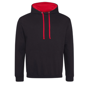 Sweat-shirt à capuche noir pour homme avec doublure rouge, coupe classique, en molleton de coton, pull décontracté avec poche avant, idéal pour l'automne - Product Image 5