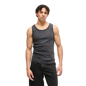 เสื้อกล้ามผู้ชายสีเทาเข้ม คอกลม แบบลำลอง ถักทอสีพื้น ไม่มีแขน - Product Image 1