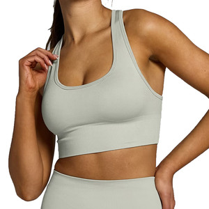 Women's Lightweight Simple Racer-Back Sports <b>Bra</b> for Yoga & Running High Elastic Polyester/Cotton High Support Four-Way <b>Stretch</b> - Product Image 1