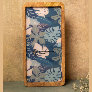 Round Mango Wood Epoxy Resin Serving <b>Tray</b> with Bird Floral Design Decorative Wooden Food Storage <b>Tray</b> for <b>Kitchen</b> Dining Home - Product Image 1