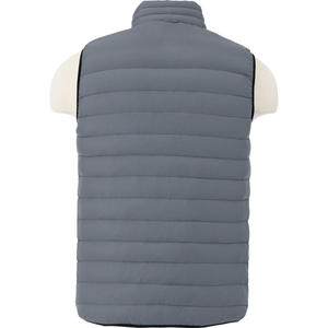 Gilet matelassé gris sans manches pour homme avec fermeture éclair, col montant, coupe-vent, vêtement d'extérieur décontracté pour l'hiver - Product Image 6