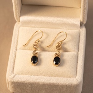 Natural <b>Black</b> <b>Onyx</b> Flower Dangle <b>Earrings</b> Gold Plated Bezel Set Vintage Style Handcrafted Gemstone Jewelry Gift Women - Product Image 4